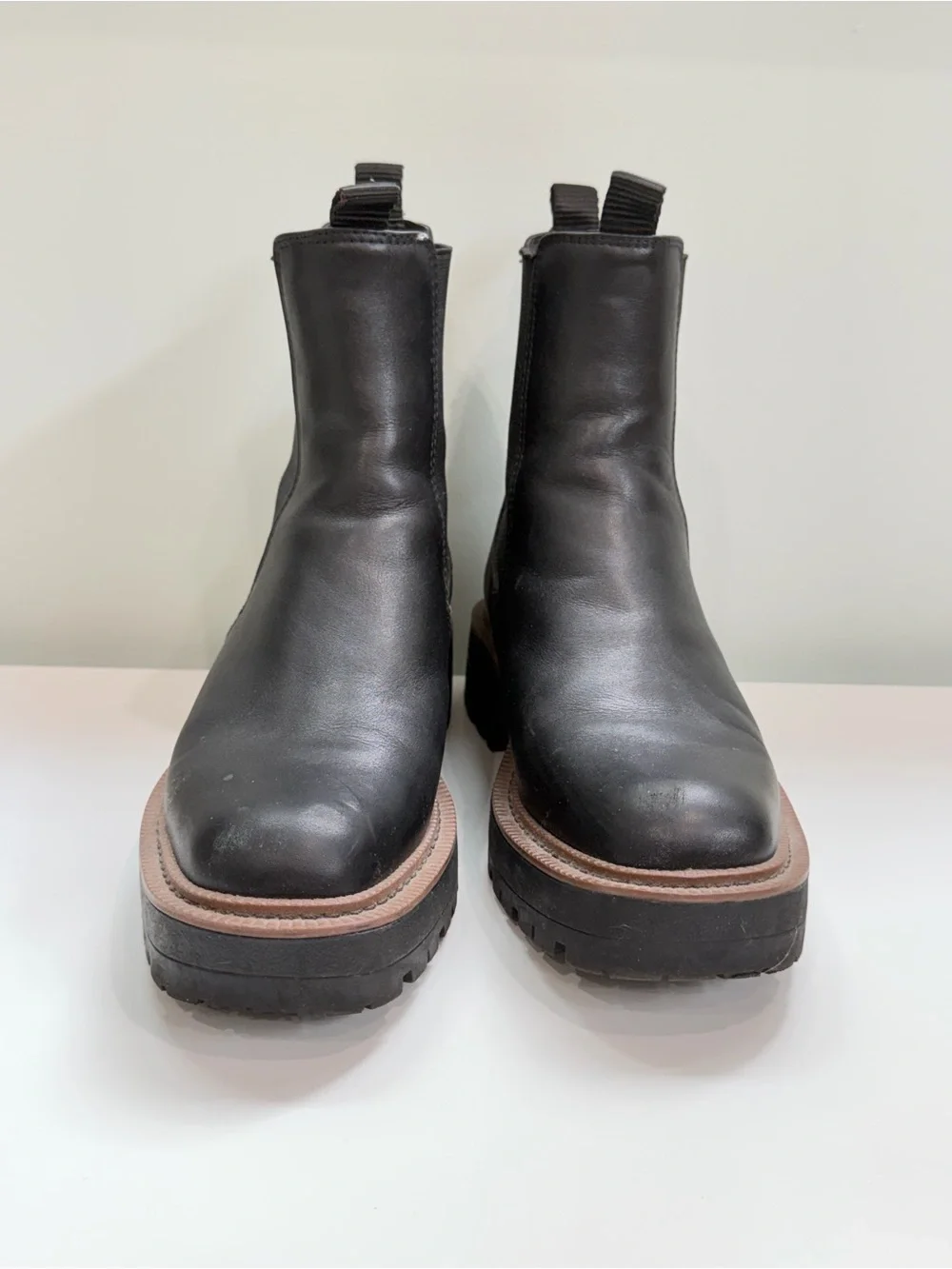 Sam Edelman Laguna Chelsea Boots Womens 7 Black Leather Lug Sole Waterproof
